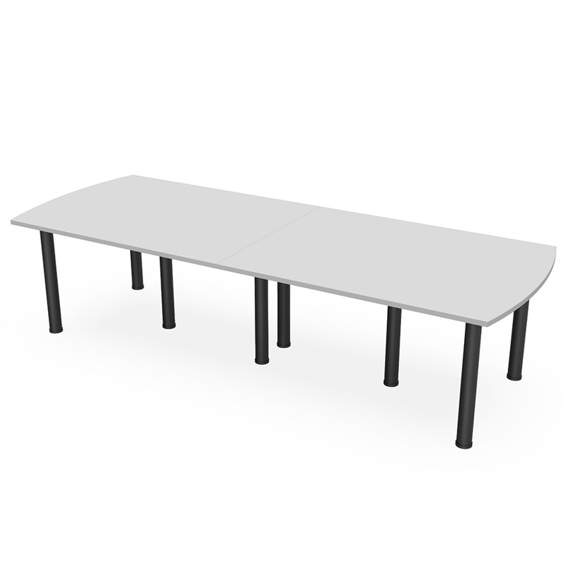 Table de conférence rectangulaire Arc avec pieds, Noir mat, L 120 po x l 48 po, Brouillard gris