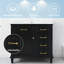 Meuble-lavabo autoportant 36 po Vespera Lune, plateau en céramique, armoire en bois massif