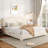 Haden Lambswool Boucle Upholstered Platform Bed Frame with Headboard-107248018-106802337