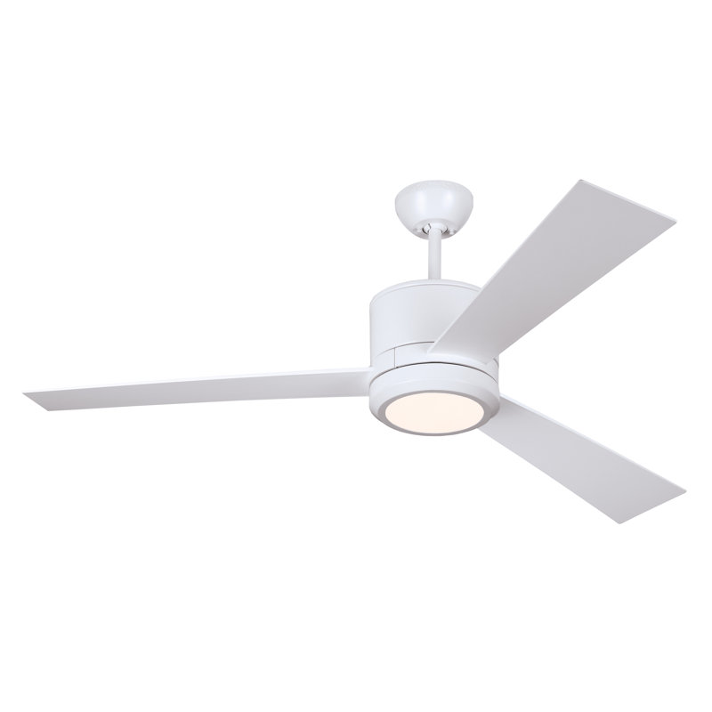 Tulsi Ceiling Fan with LED Lights, Matte White with White Blades, 52