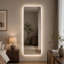 Miroir pleine longueur 65 po x 21 po avec miroir de corps de meuble-lavabo lumineux à DEL avec coins arrondis muraux de grande taille pour chambre à coucher / salon / vestiaire / hôtel / salle de bain, transparent