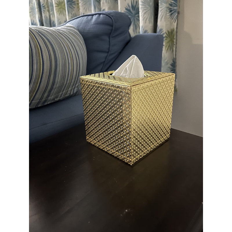 Square PU fabric Tissue Box Cover, Gold