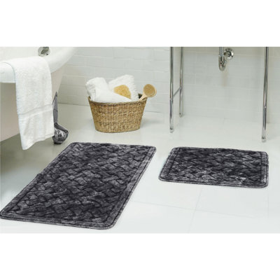 Ensemble de tapis de bain luxueux en coton (2 pièces), 19,7 x 23,6 pouces et 23,6 x 39,4 pouces | Dessous antidérapant, hauteur de poils de 0,2 pouce, 35,3 oz / verge carrée | Lavable à la machine, doux et absorbant pour le confort de la salle de bain