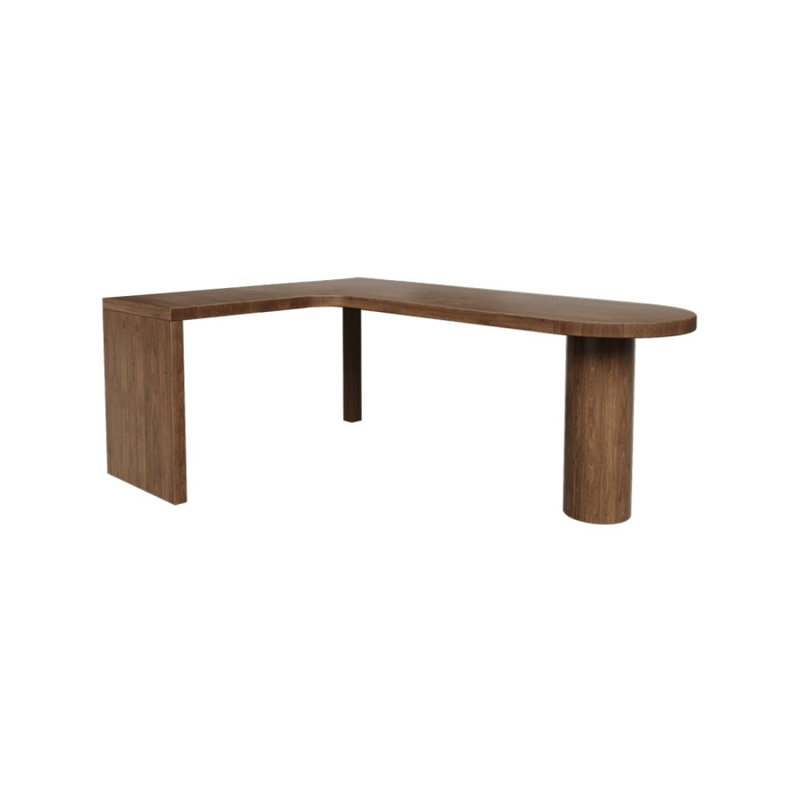 Bureau d'écriture en L en bois massif brun noisette, H 29,53 po x l 62,99 po x P 47,24 po, Retour à gauche