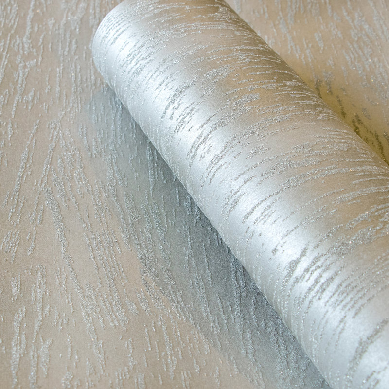 Elysée 10.05m x 53cm Textured Satin Wallpaper Roll, Taupe Grey