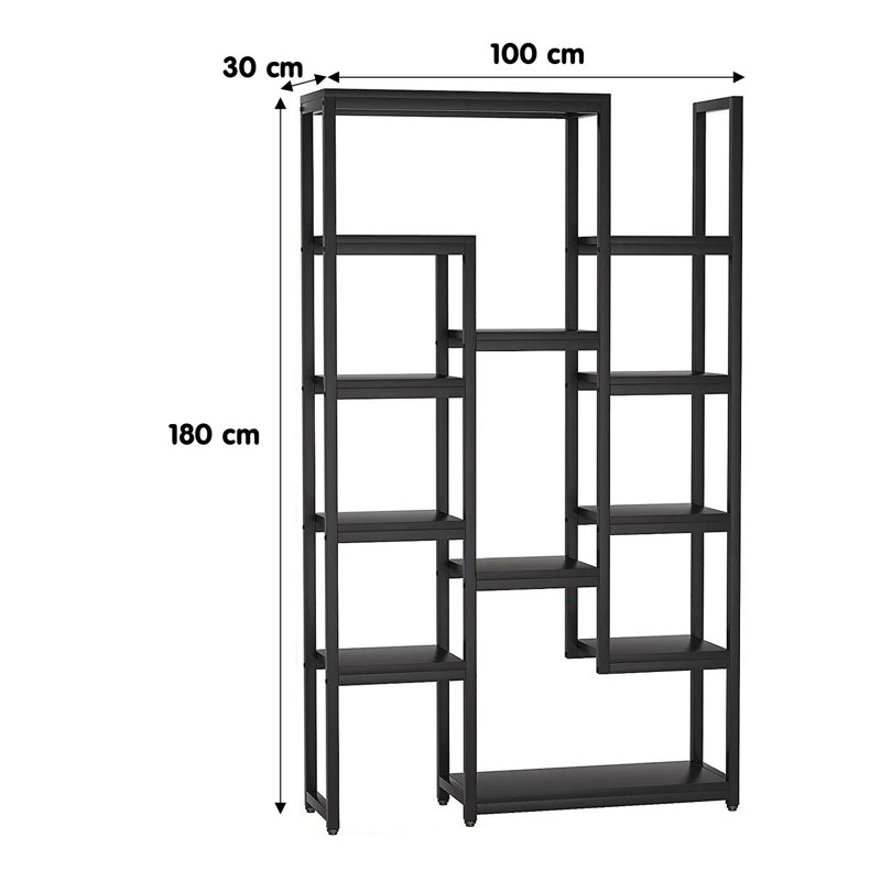 Antorria 180 cm H x 100 cm W Geometric Bookcase, Black
