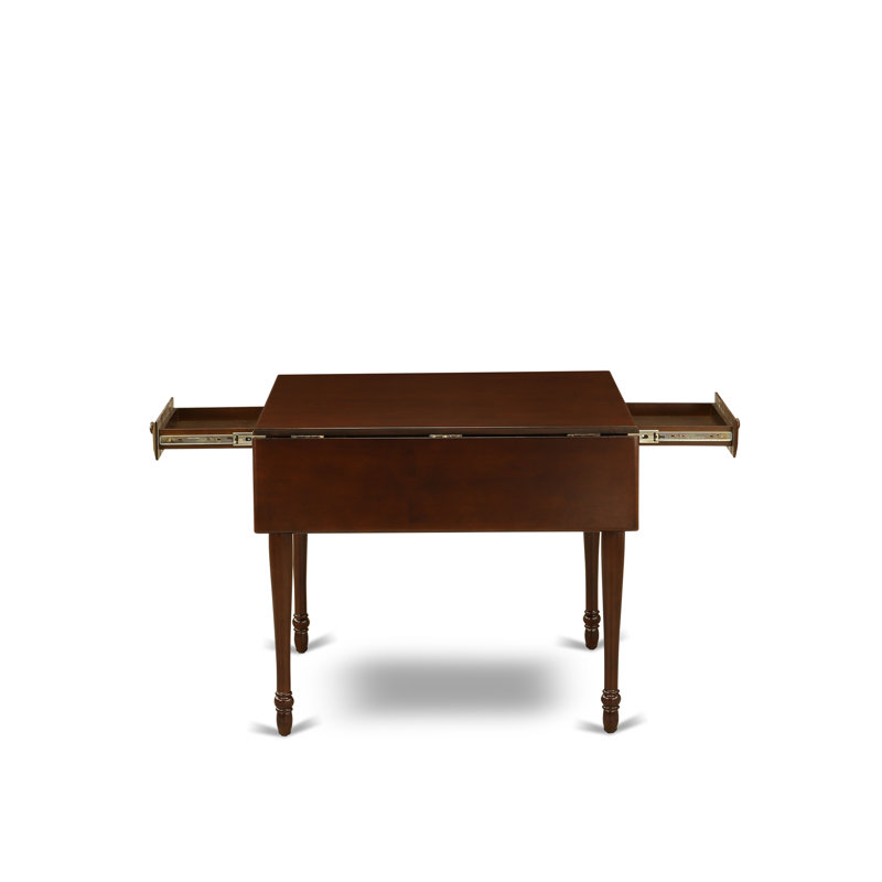 5 Piece Kitchen Table & Chairs Set Includes a Rectangle Dining Table with Dropleaf and 4 Dining Room Chairs, Mahogany