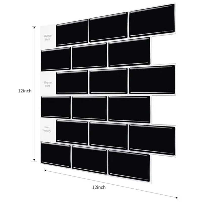 Paquet de 10 tuiles murales de métro auto-adhésives de 12 x 12 pouces, autocollants muraux auto-adhésifs pour la cuisine et la salle de bain