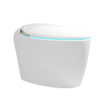 Toilette intelligente avec bidet, système d'ouverture / fermeture automatique, capteur de pied, chasse d'eau puissante, affichage à DEL, dispositif de bidet pour salle de bain, siège, séchoir à air chaud, essentiel