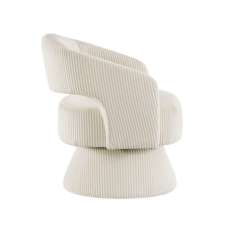 Moderne et luxueux fauteuil d'appoint pivotant en velours côtelé moelleux, siège en bois massif, mobilier de maison élégant, 1 pièce