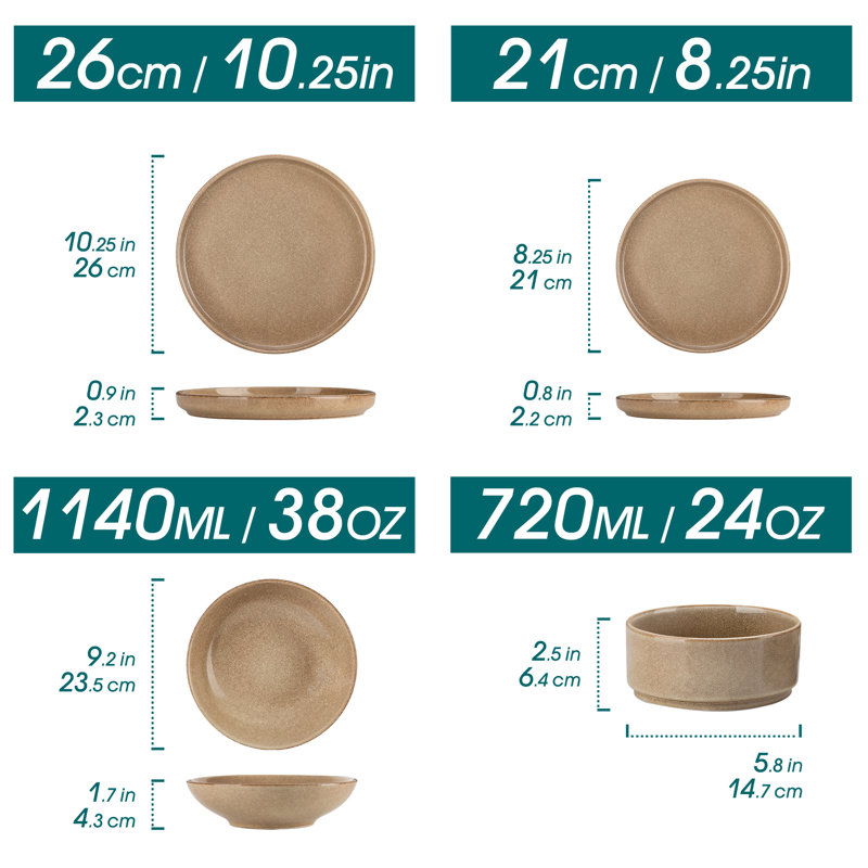 Porcelain China Dinnerware - Service for 4, brown