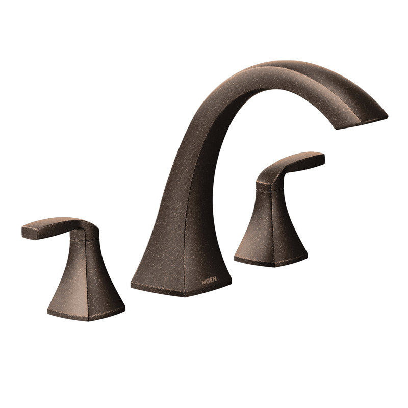 Garniture de robinet de baignoire romaine à deux poignées à fixer sur le plateau Moen, valve requise, Bronze huilé