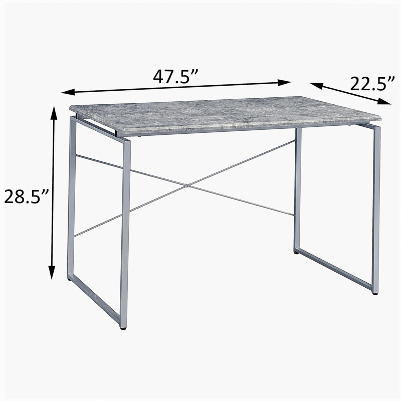 Bureau d'écriture gris et argent avec base en métal