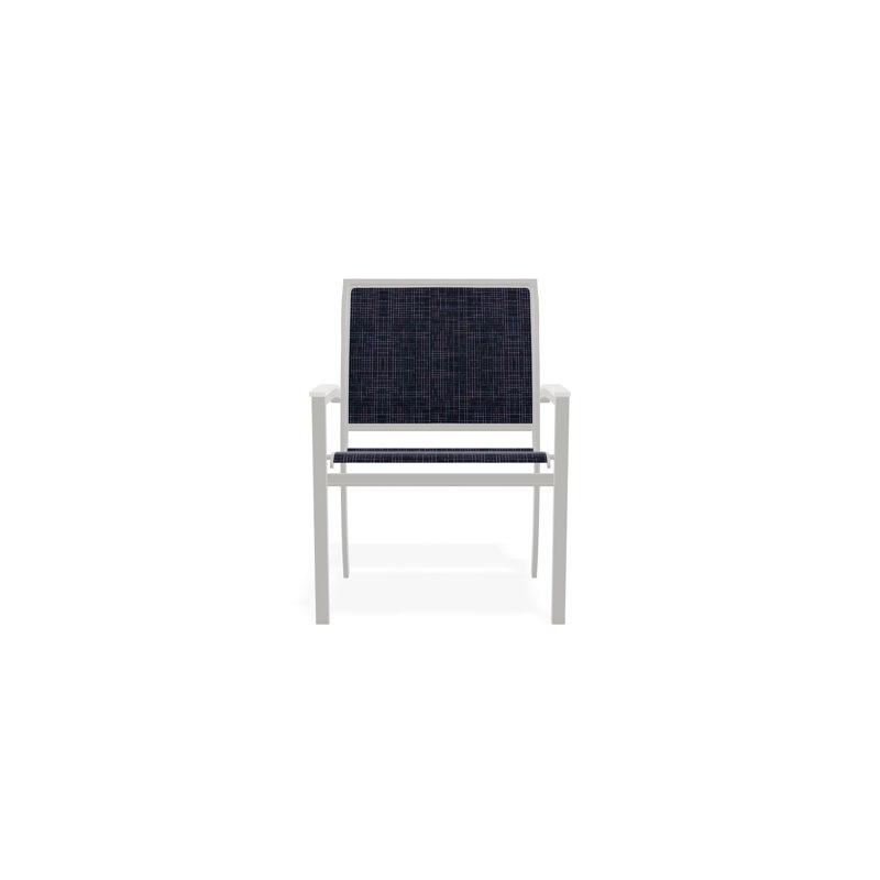 Chaise de café empilable en aluminium Bazza, Bleu marine Moments, Neige