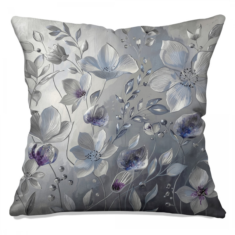 Coussins décoratifs gris et blanc à double face, 14 X 14 pouces