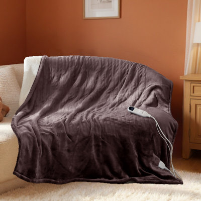 Couverture électrique - Couverture chauffante à double contrôle, chauffage rapide avec 10 réglages de temps et 10 réglages de chaleur