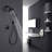 Round Shower System Wall Mounted Shower Faucet Rain Mixer Combo Set, Rain Shower Head Shower Set For Bathroom In Matte Black