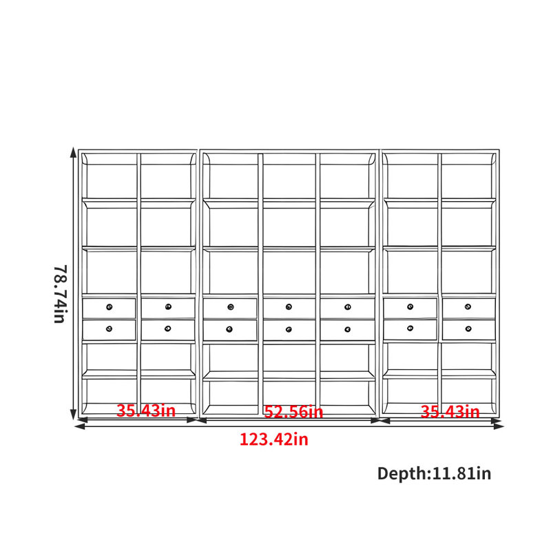 Allistir, Brun, (15 tablettes) H 78,74 po x l 123,42 po x P 11,81 