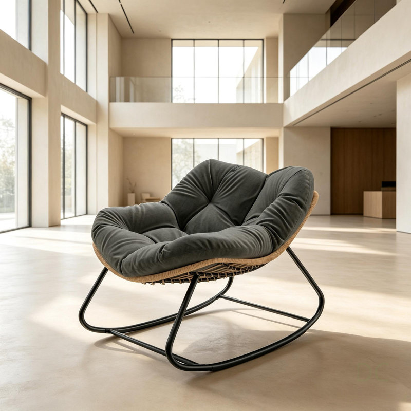 Fauteuil à bascule berçant surdimensionné avec coussin pour un confort ultime, à l'intérieur comme à l'extérieur