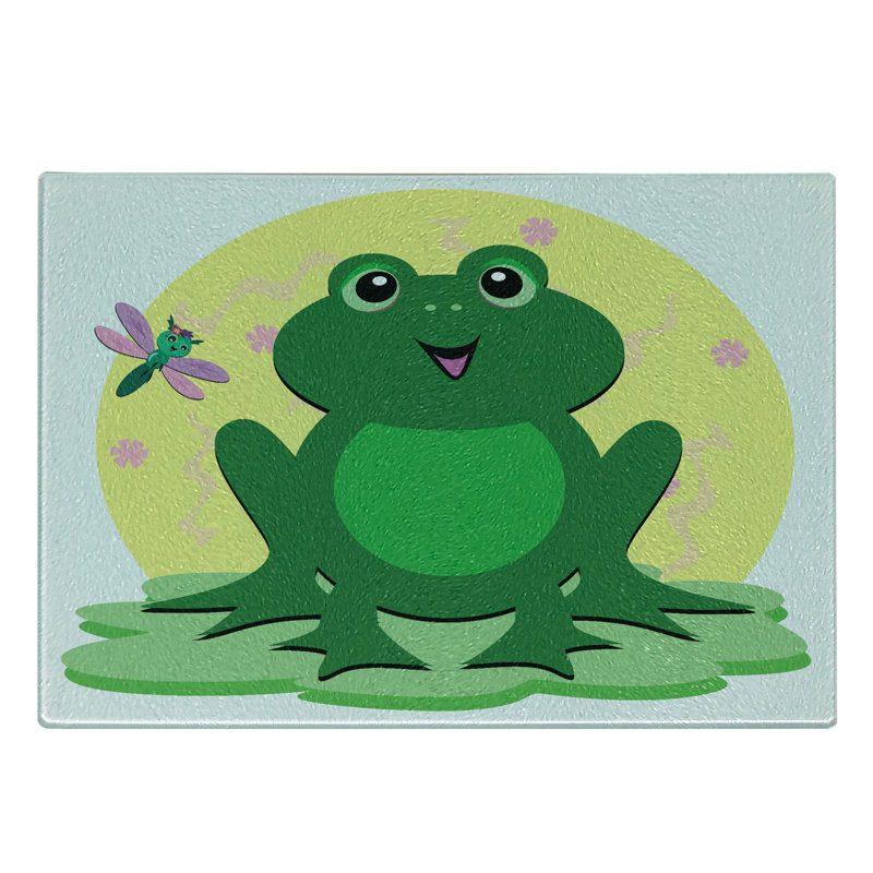 Planche à découper avec des grenouilles en verre east urban home, 11,5 po x 8 po