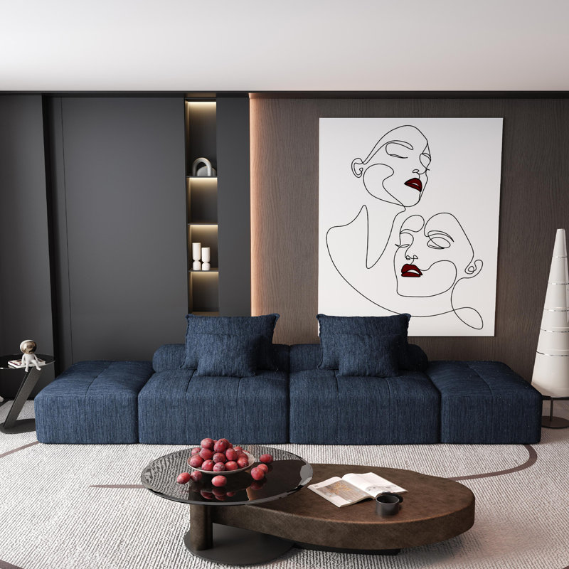 Boneless Modern Oversized Modular Sectional Sofa, Blue