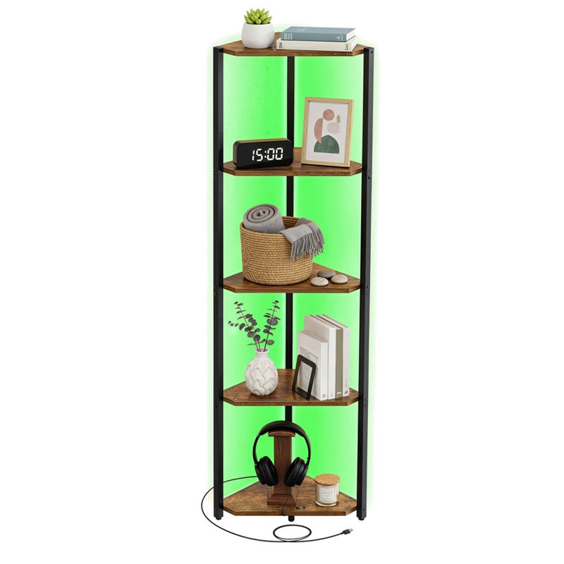 146.6 cm H x 48 cm W Steel Corner Bookcase