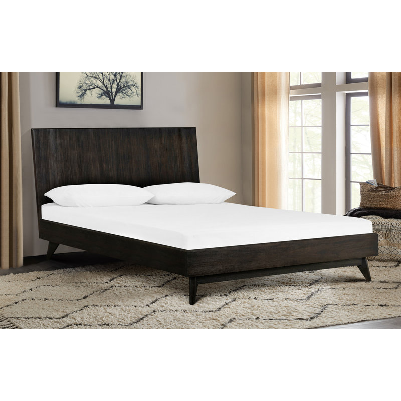 Lit plateforme en bois massif Byer, Reine, Gris, Bois massif