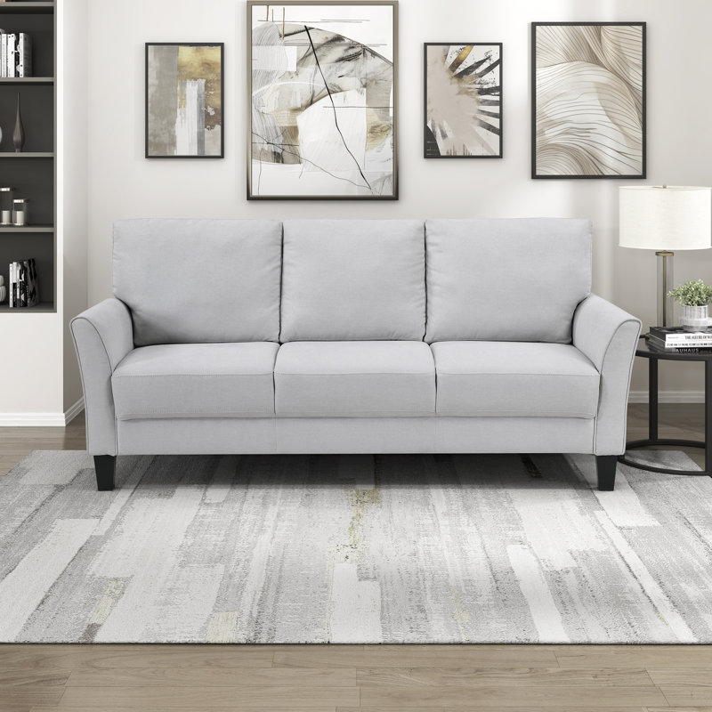 78.5" W Fabric Upholstered Standard Sofa with Solid and Manufactured Wood Frame , Gray