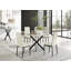 Tierra Modern Marble Effect and Metal 4 Seat Dining Table Set - Luxury Velvet Dining Chairs-88587593-88587601-88587598