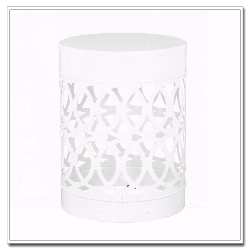 Table de bout d'extérieur en métal, Blanc, 1