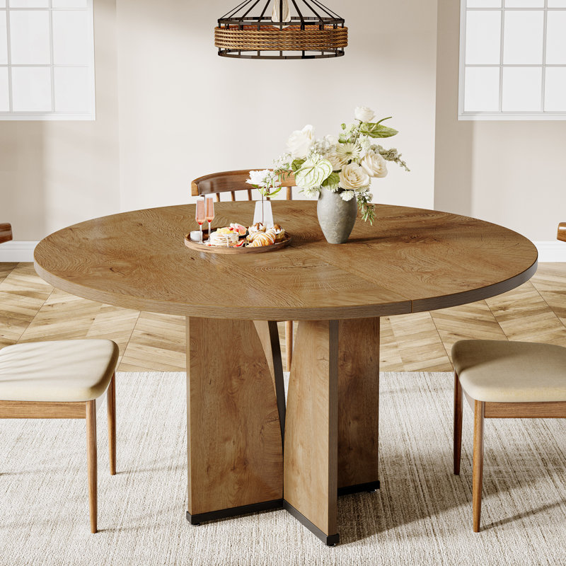 Round Dining Table, Light Brown