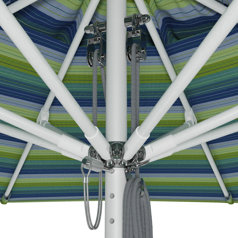 Parasol de patio en aluminium 9 pi, Rayures vertes