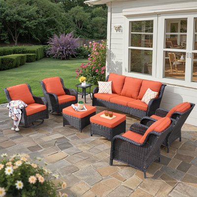 Wicker/Rattan 7 - Person Seating Group With Cushions