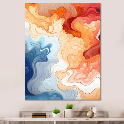 Vagues d'aquarelle bleues, orange et rouges