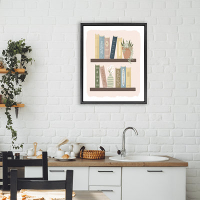 Minimal Bookshelves with Plant Floating Frame, design by Sandra Picco