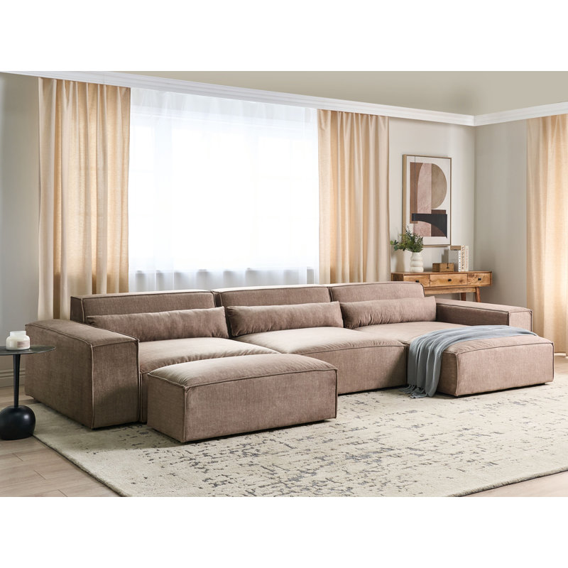 Boleslovas 3 Seater Sofa & Chaise, Left Hand Facing, Brown