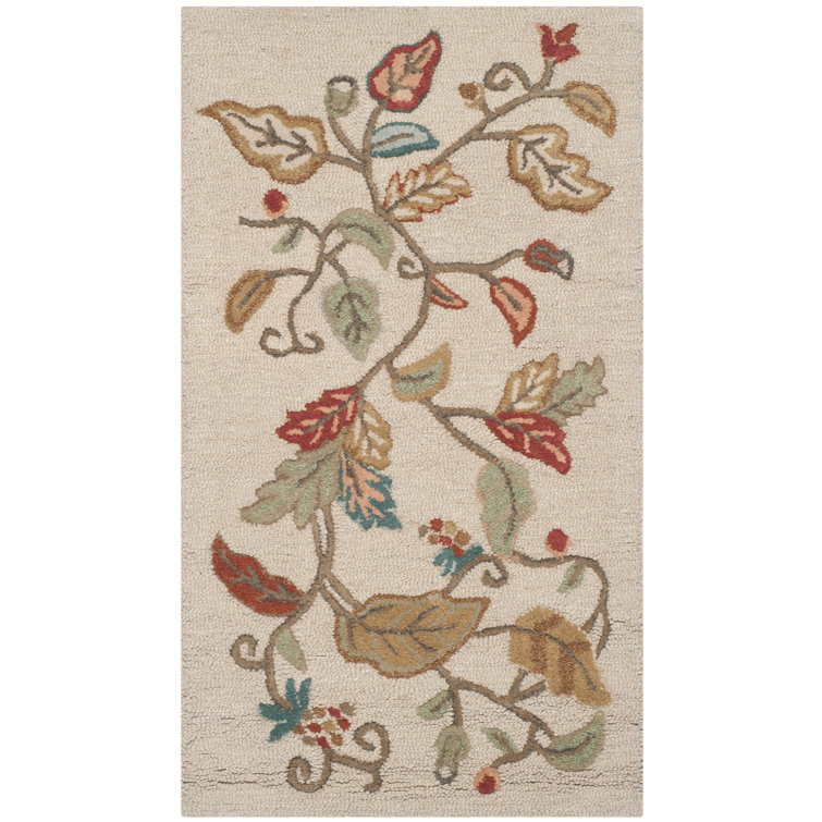Coreatha Martha Stewart Hand Tufted Wool/Viscose Floral Rug in Persimmon Red