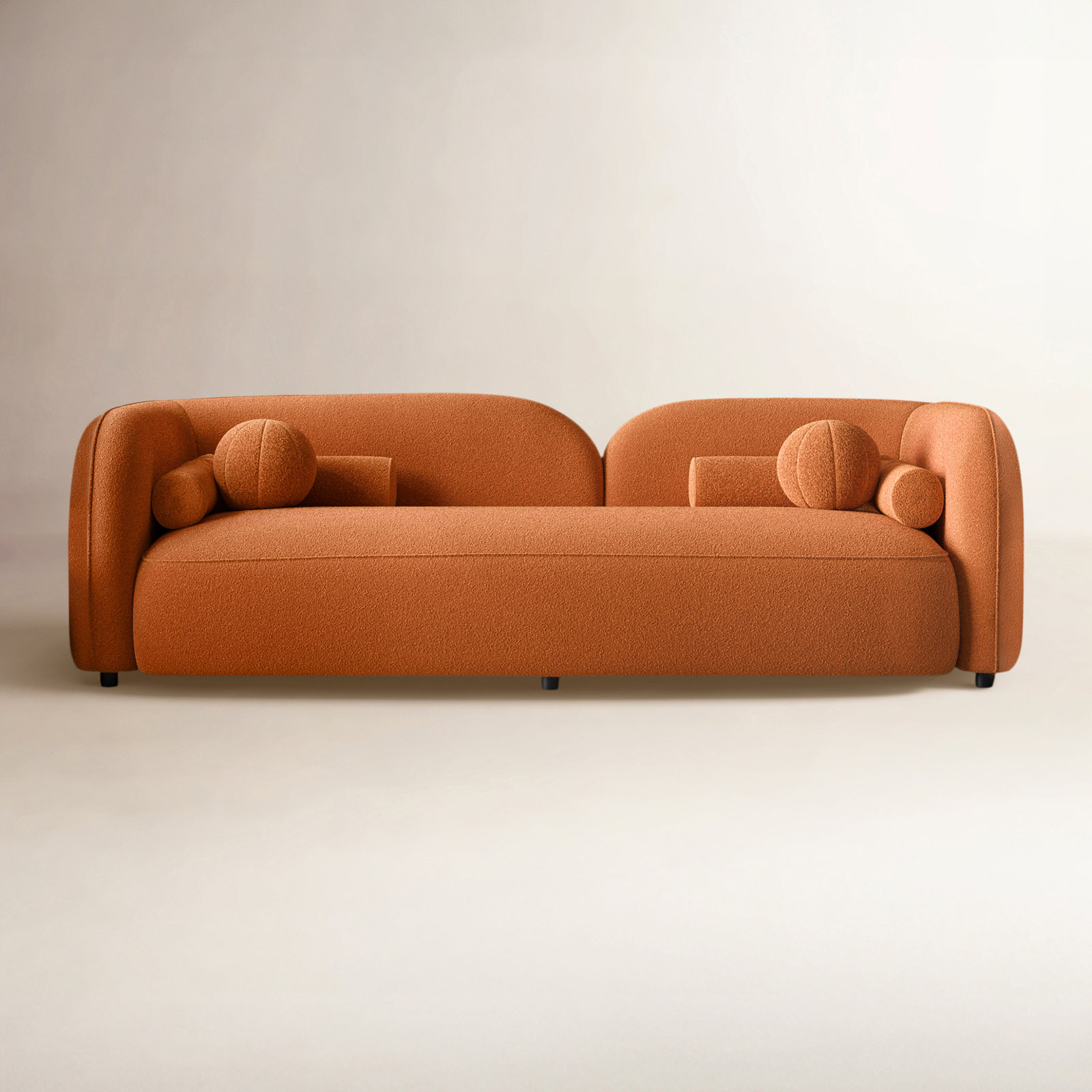 Katrien 93'' Upholstered Sofa, Orange Boucle