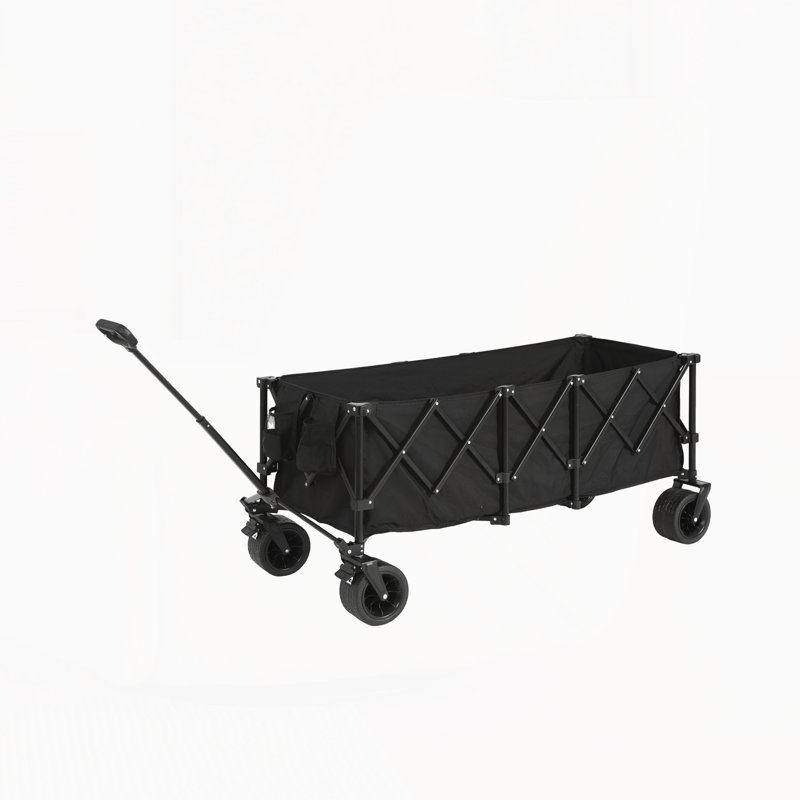 Chariot de jardin pliant avec roues, Noir, noir, noir, noir