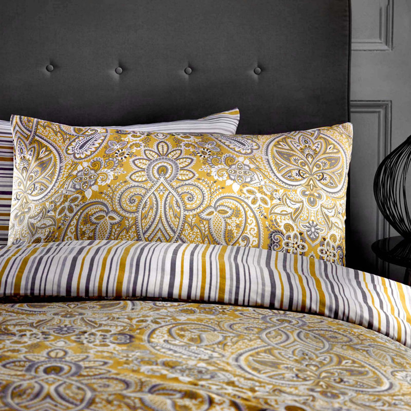 Paisley Duvet Cover Set, Single Duvet Cover + 1 Standard Pillowcase, Ochre