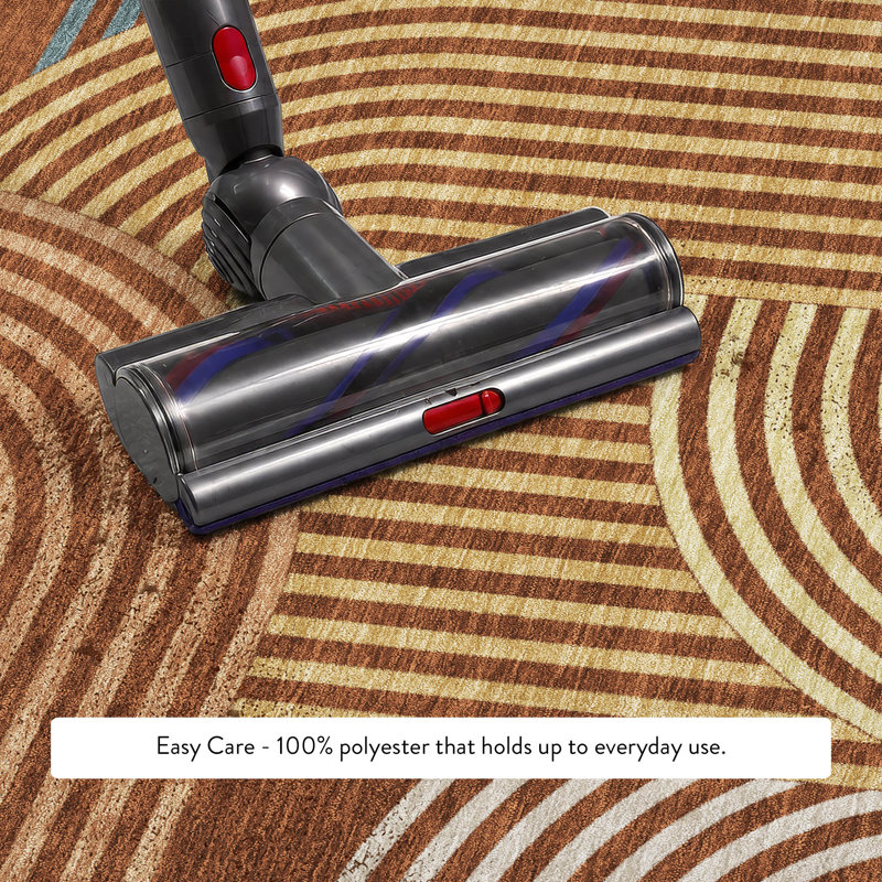 Tapis moderne lavable à la machine de qualité supérieure Mid-Century, Paprika, 2 pi 6 po x 3 pi 10 po