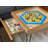 Rustic Byo Board Game Table And Puzzle Table With Removable Tempered Glass Top And Hidden Storage Drawer - Made In The Usa. Measures 25x25"