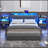2 Pack Modern Nightstand With Charging Station, Bedside Tables With LED Light And Fabric Drawers-1275609853
