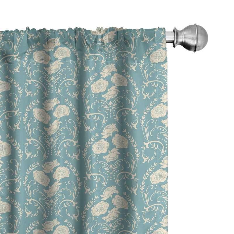 Rose Floral Semi-Sheer Rod Pocket Curtain Panels, 28" x 95"