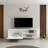 Modern White TV Stand with Wall-Mount Option, 47.2 x 17.2 x 11.6 inches | 100% Melamine Coated Particle Board, Thickness: 0.7 inches | Features Multiple Shelves & Plastic Legs, Stylish Geometric Design for Contemporary Living Rooms