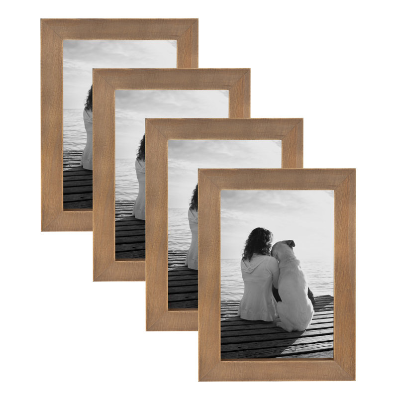 Ensemble de cadres muraux en bois Creason, Brun rustique, Paquet de 4, 8 po x 10 po, 5 po x 7 po