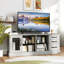 Console 63 po avec 3 tiroirs et 2 tablettes en verre, trous de câbles pour le salon-1313745462