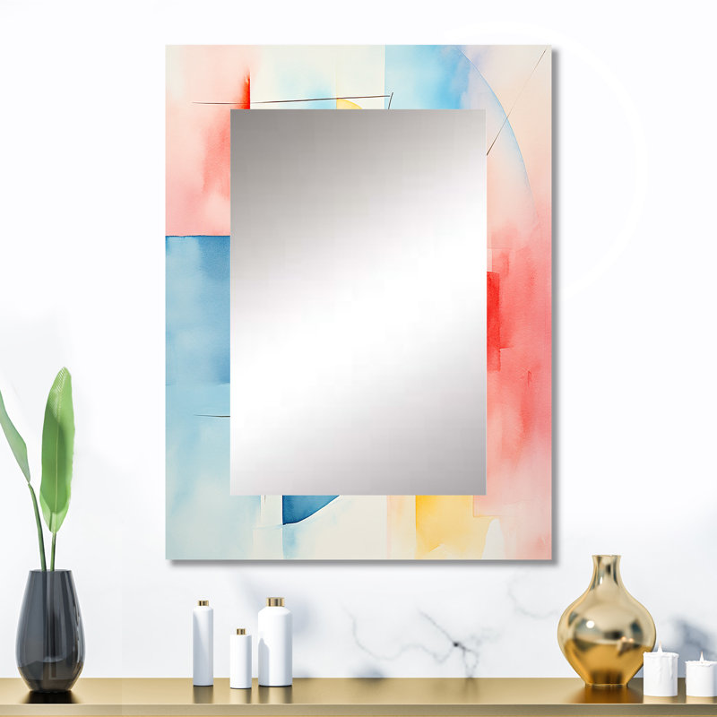 Explosion d’encre géométrique de couleur pastel II - miroir géométrique, miroir mural moderne unique, impression d'art en métal