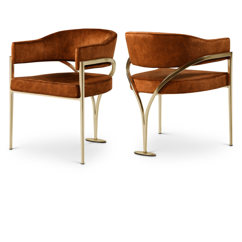 Chaise en velours Kirsi, Doré, Velours cognac