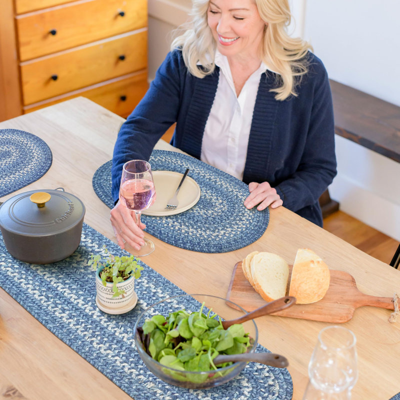 Chemin de table d'intérieur tressé en jute de qualité supérieure Kimmel, taille 11 po x 36 po, 11 po x 36 po ovale, En jean